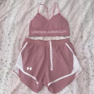 Under armour pink athletic set, size small